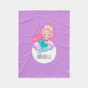 Couverture Polaire Mignonne Sirène Princesse Fille Mer Coquille Balan