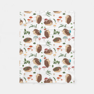 Couverture Polaire Mignons Champignons Hérisson Animaux Forestiers En