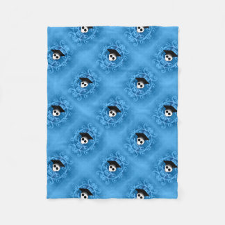 Couverture Polaire Mignons crâne de graduation bleu motif gothique