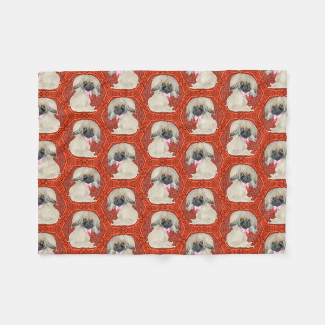 Couverture Polaire Mignons petits chiens pékinois (Devant (Horizontal))