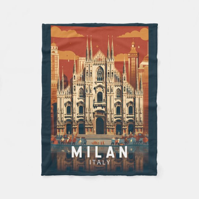 Couverture Polaire Milan Italie Duomo di Milano Travel Art Vintage (Devant)