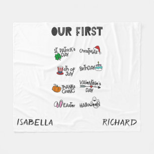 Couverture Polaire Milestone jumeaux mon premier Holiday moderne bébé