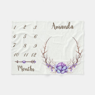Couverture Polaire Milestone Purple Flèche Chic Flore Gardien Wreath