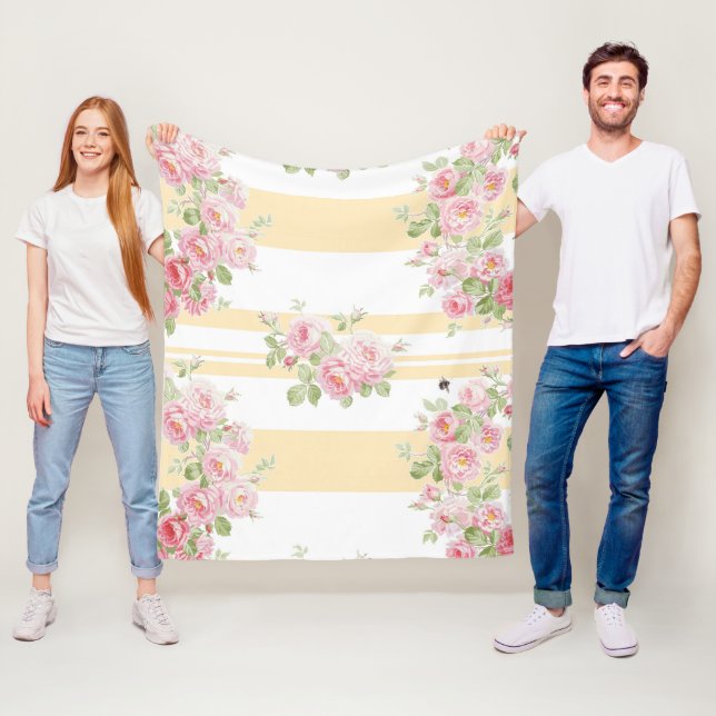 Couverture Polaire Milieu de rayure de renoncule de roses d'été de (En situation)