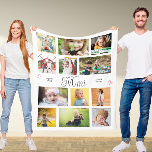 Couverture Polaire Mimi On t'aime coeurs personnalisés Moderne