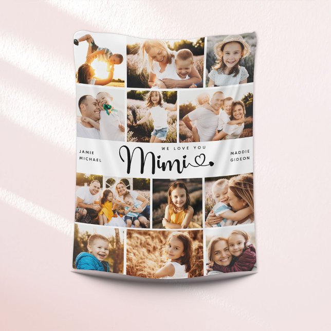 Couverture Polaire Mimi We Lots Hearts Modern Photo Collage (Créateur téléchargé)