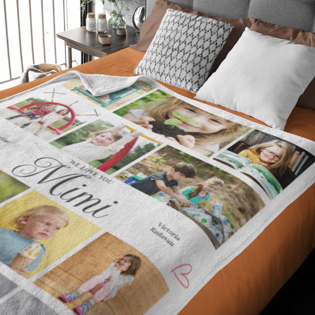Couverture Polaire Mimi We Love You Personalized Hearts (Personalized Mimi large fleece blanket )