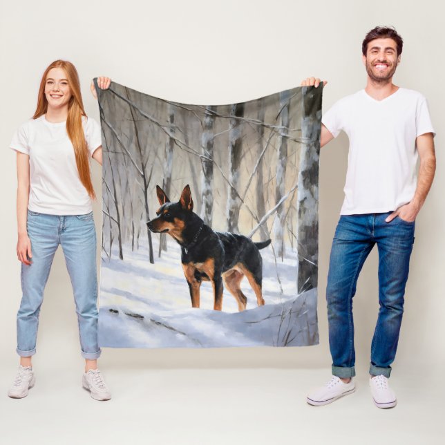 Couverture Polaire Mince Pinscher Laisser Neige Noël (En situation)