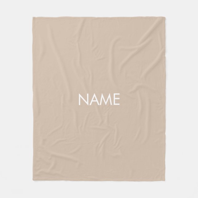 Couverture Polaire Mini beige tan nom personnalisé monogramme solide (Devant)