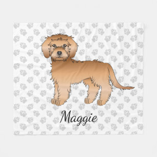 Couverture Polaire Mini Goldendoodle Abricot Dessin Animé Chien & Nom