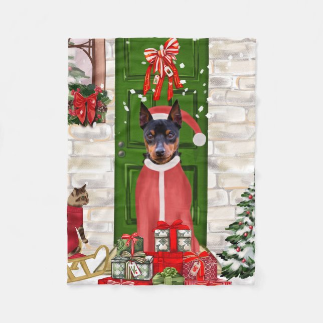 Couverture Polaire Miniature Pinscher Chien Noël (Devant)