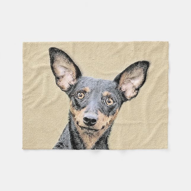 Couverture Polaire Miniature Pinscher Peinture mignonne Chien Art ori (Devant (Horizontal))
