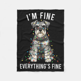 Couverture Polaire Miniature Schnauzer Christmas I'm Fine Everything 