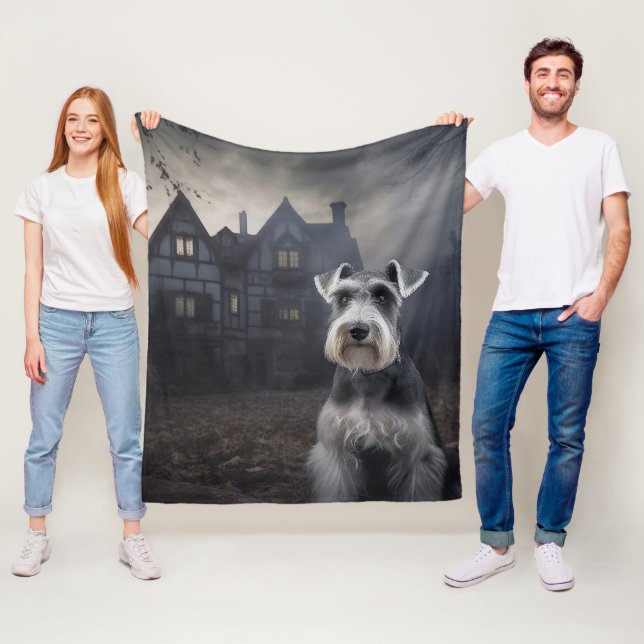 Couverture Polaire Miniature Schnauzer Halloween Épouvantable (En situation)