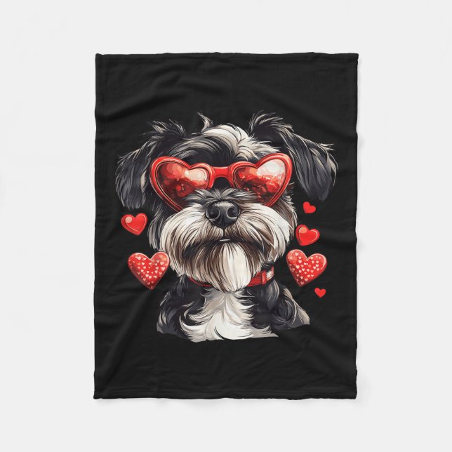 Couverture Polaire Miniature Schnauzer Heart Gles Valentines Jour Chi (Devant)