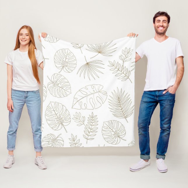 Couverture Polaire Minimal Botanical Line Art Pattern (4) (En situation)
