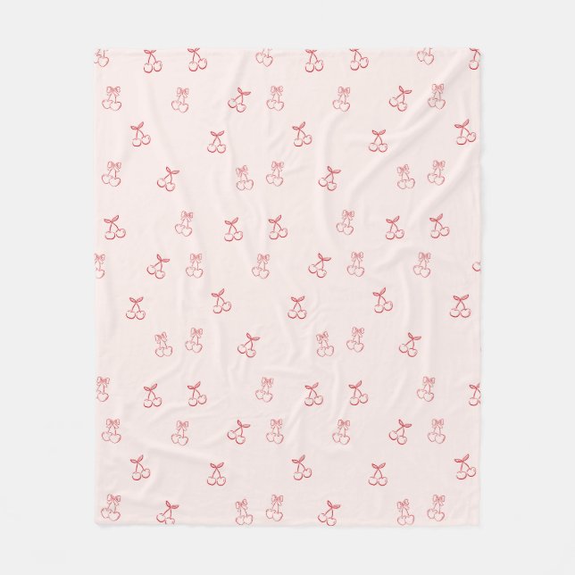 Couverture Polaire Minimalisme de contour de cerise (Devant)