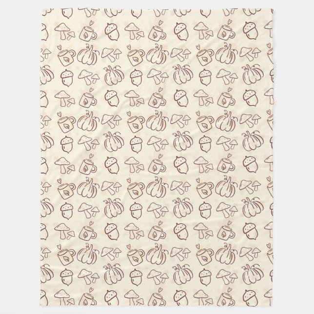Couverture Polaire Minimalist Fall Harvest Doodle Fleece Blanket (Devant)