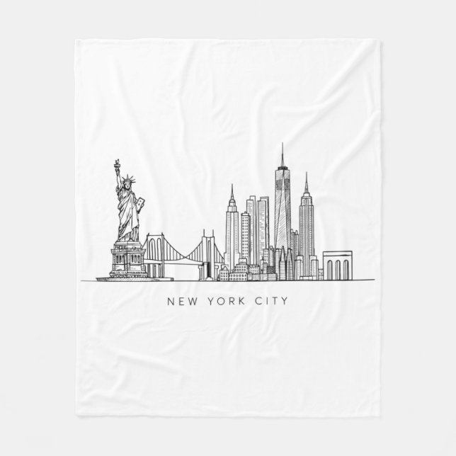 Couverture Polaire Minimalist New York City Skyline Line Art (Devant)