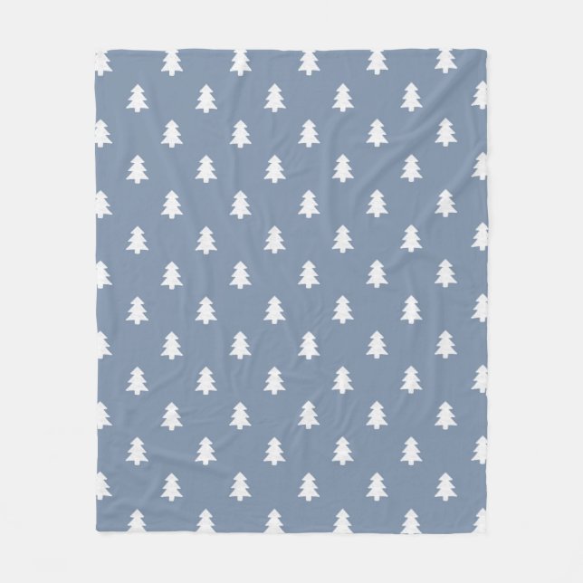 Couverture Polaire Minimalist Pine Tree Blue Boho Farmhouse Winter (Devant)
