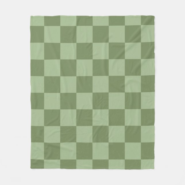 Couverture Polaire Minimalist Sage Green Checkerboard Pattern (Devant)