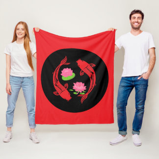 Couverture Polaire Minimalistic Fish Koi Swirl With Water Lillies