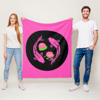 Couverture Polaire Minimalistic Fish Koi Swirl With Water Lillies