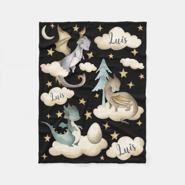 Couverture Polaire Minuit Dragon Dreams Baby Blanket (Devant)