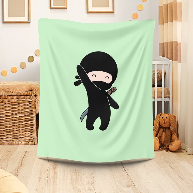 Couverture Polaire Minuscule Ninja heureux sur vert (Créateur téléchargé)