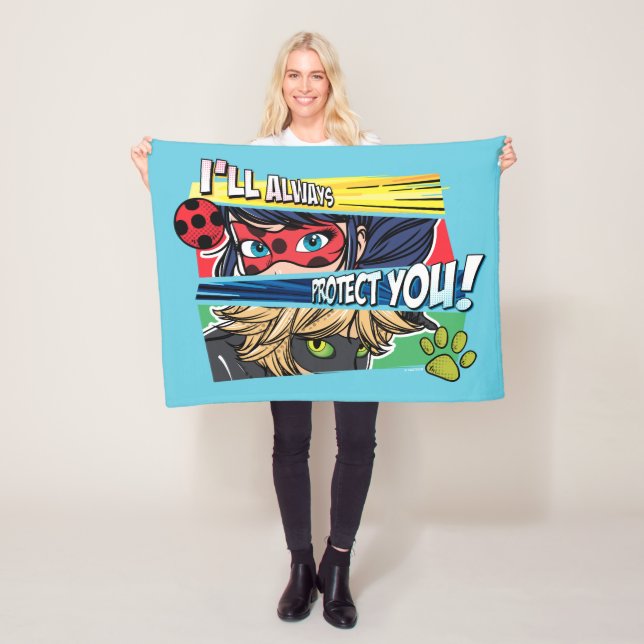 Couverture Polaire Miraculous Ladybug & Cat Noir toujours vous protég (En situation)