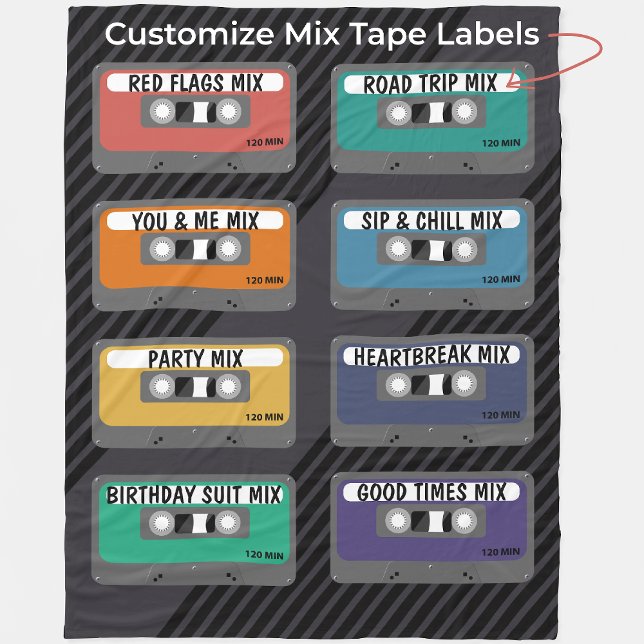 Couverture Polaire Mixbande personnalisée (Personalize all 8 Cassette Tape Labels for Your Own Personal Mix Tapes.)