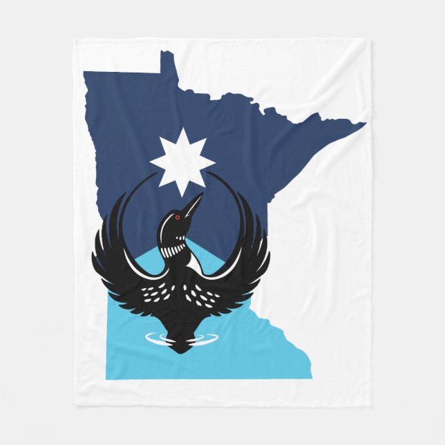 Couverture Polaire MN Loon Rising - Drapeau de l'État du MN (Devant)
