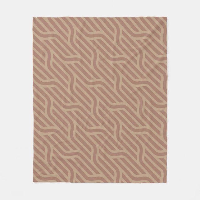 Couverture Polaire Mocha Mousse Brown Buffet Beige Wavy Line Motif (Devant)