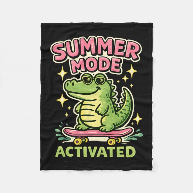 Couverture Polaire Mode Été Activé Art de l'Alligator Mignon (Devant)