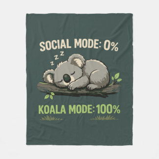 Couverture Polaire Mode Koala Introverti Drôle