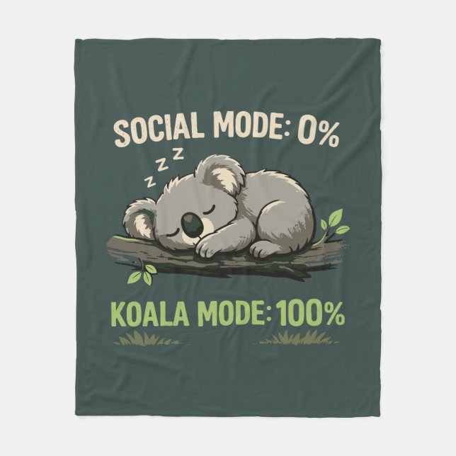 Couverture Polaire Mode Koala Introverti Drôle (Devant)