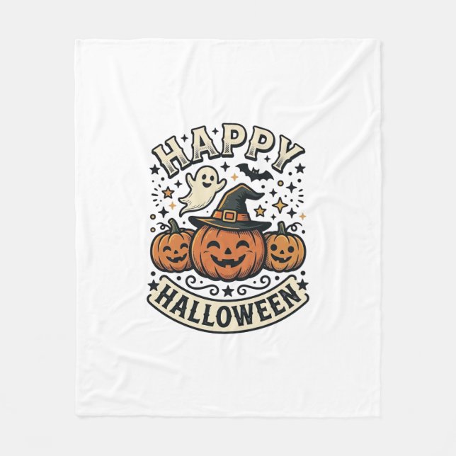 Couverture Polaire Modèle de chemise fantôme citrouille Halloween vin (Devant)
