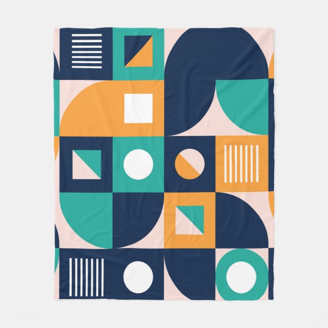 Couverture Polaire Modèle de composition de couleur géométrique avec  (Devant)