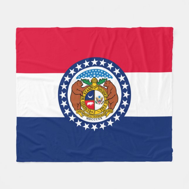 Couverture Polaire Modèle de drapeau d'État du Missouri (Devant (Horizontal))