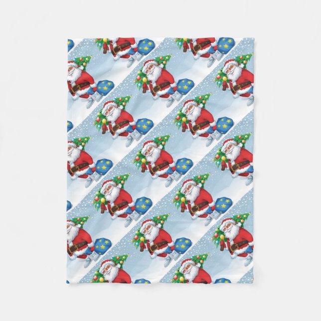 Couverture Polaire Modèle de Santa livrant Noël (Devant)