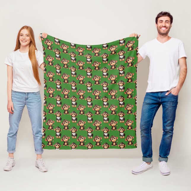 Couverture Polaire Modèle de singe vert  (En situation)