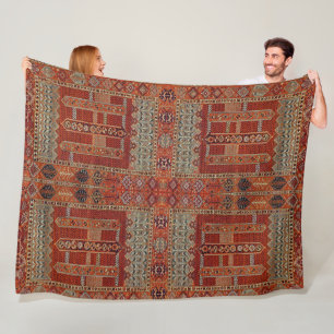 Couverture Polaire Modèle de tapis oriental en orange