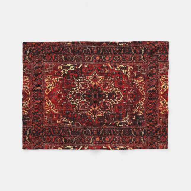 Couverture Polaire Modèle de tapis oriental en rouge foncé (Devant (Horizontal))