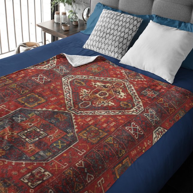 Couverture Polaire Modèle de tapis Oriental en rouge foncé no5 (Créateur téléchargé)
