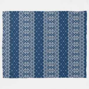 Couverture Polaire Modèle de tricot en laine fausse bleu et blanc