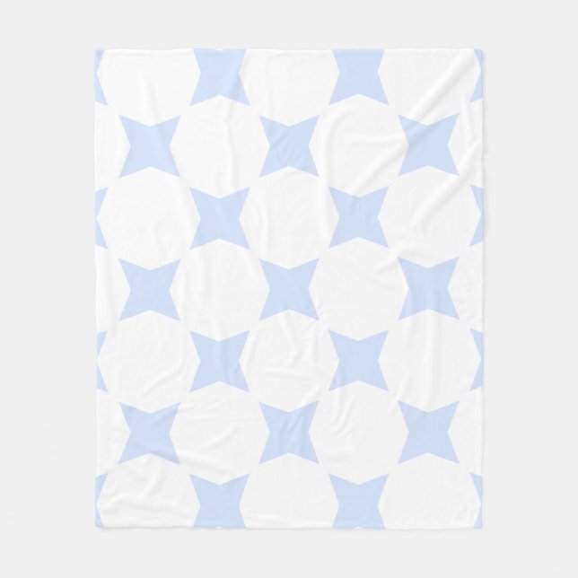 Couverture Polaire Modèle étoile pastel blanc et bleu bébé (Devant)