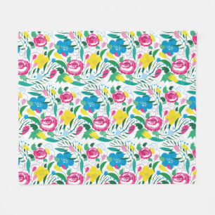 Couverture Polaire Modèle floral avec bouquet coloré.