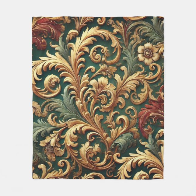 Couverture Polaire Modèle Floral Baroque Royal (Devant)