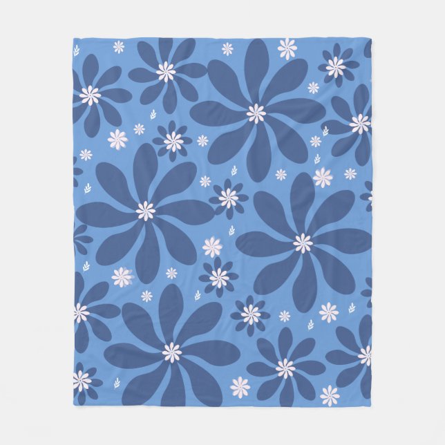 Couverture Polaire Modèle Floral Bleu - Accès Élégant (Devant)