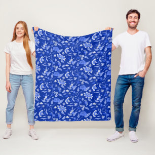 Couverture Polaire Modèle Floral bleu Vintage inspiré